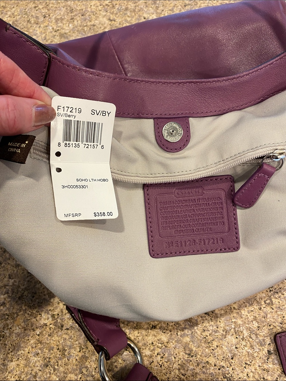 Coach SoHo Hobo Leather Shoulder Bag F17219 SV/Berry Purse Lynn - Picture 3 of 17